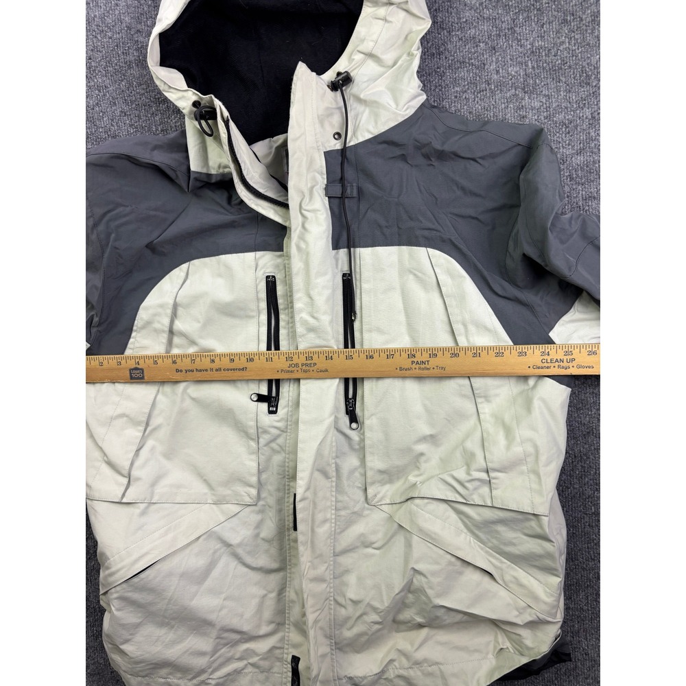 Vintage OP Ocean Pacific Hooded Jacket Mens L Grey Colorblock Nylon Windbreaker - Picture 5 of 8